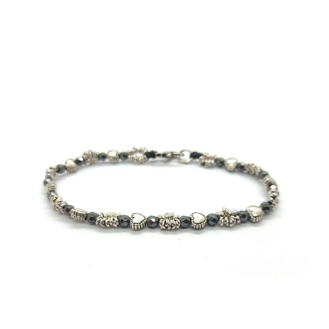 Bracciale Spadarella con Perline, Anellini e Cuoricini Ex Voto - SPBR611