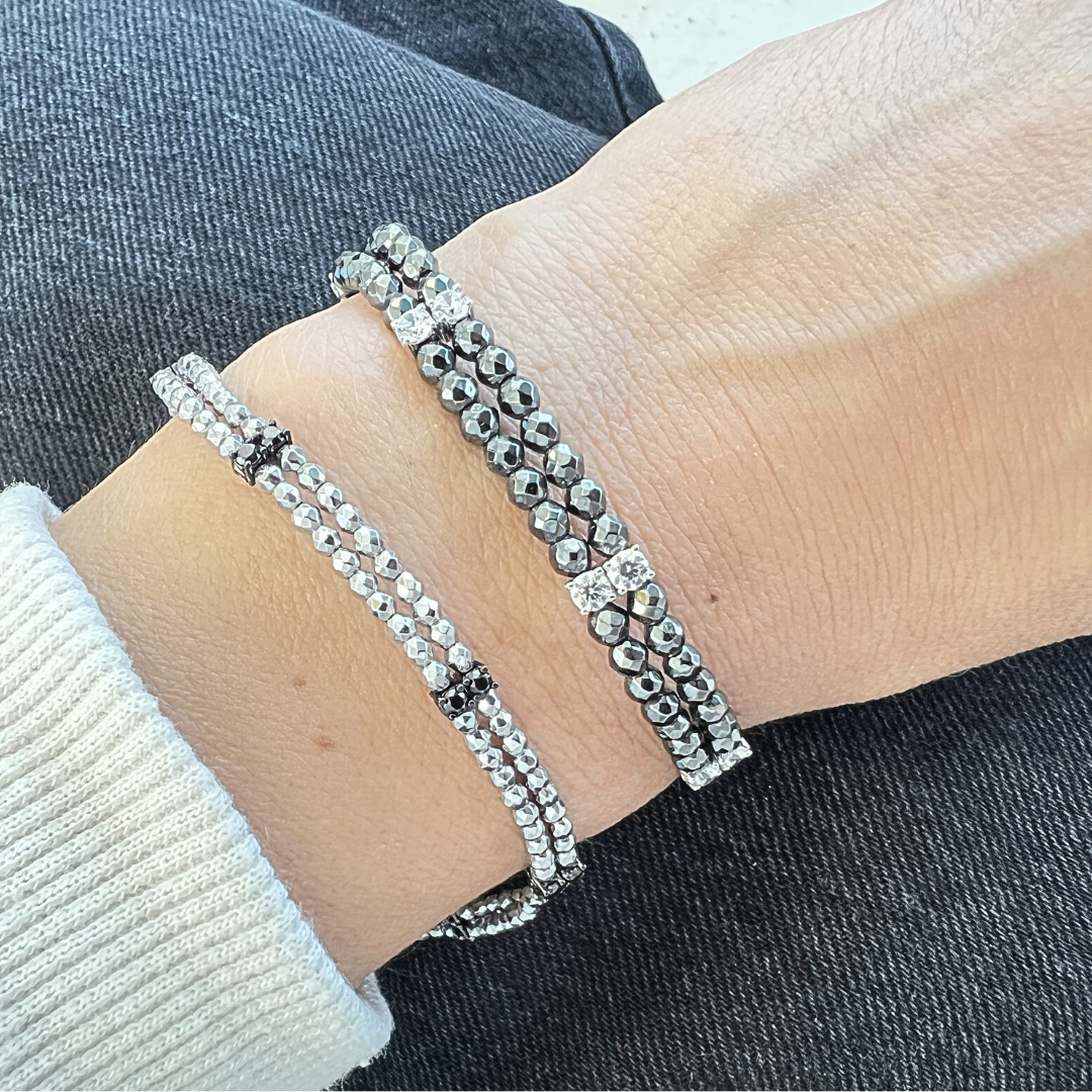 Bracciale Spadarella zirconi ed ematite - SPBR779