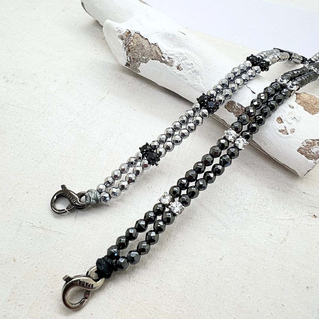 Bracciale Spadarella zirconi ed ematite - SPBR779