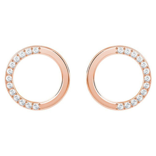 Swarovski Lucy Pierced Earrings White Rose gold plating 5389034 W600