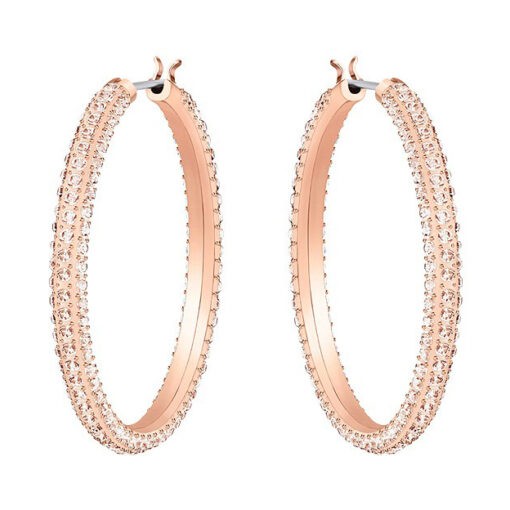 Swarovski Stone Hoop Pierced Earrings Pink Rose gold plating 5383938 W600