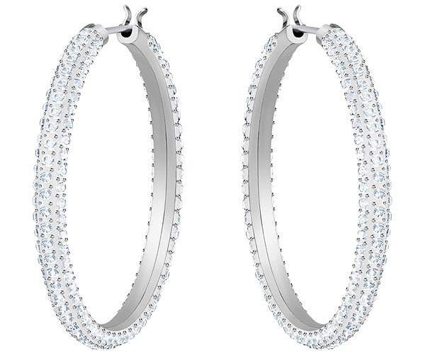 Swarovski Stone Hoop Pierced Earrings White Rhodium plating 5389432 W600