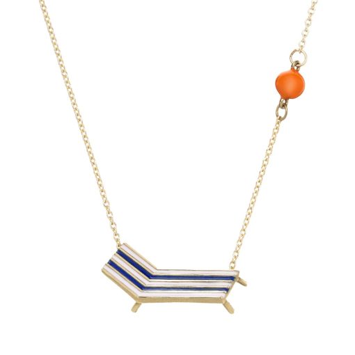 Aliita Necklace Beach Chair Gold Enamel Blue Orange 1024x1024