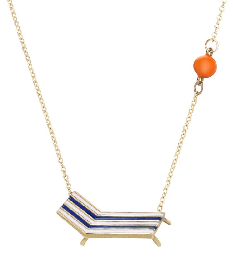 Aliita Necklace Beach Chair Gold Enamel Blue Orange 1024x1024